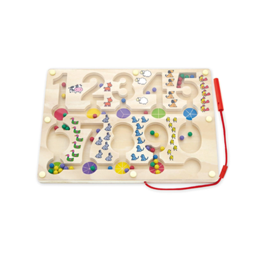 Use the magnetic wand to move the coloured balls around the board and practice your counting on Magnetic Bead Trace Numbers.