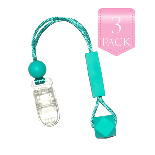 For kids who like to chew on their clothes, fingers, hair….anything really… we have the unique, Chewy Charms - Shirt Saver Clip On Hex 3 Pack Aqua!