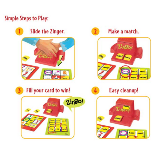 ThinkFun Zingo Sight Words is an interactive word game that brings fast-paced excitement to learning words that are essential to reading!