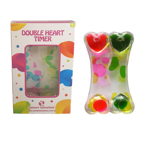 Watch the colourful droplets fall down and then flip the Sensory Sensations - Double Heart Liquid Timer over when the bottom is full to start the fun again!