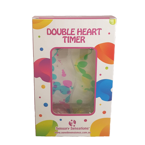 Watch the colourful droplets fall down and then flip the Sensory Sensations - Double Heart Liquid Timer over when the bottom is full to start the fun again!