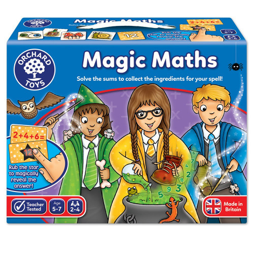 Orchard Toys - Magic Maths is an exciting and spellbinding game that makes maths and sums magically fun to learn. Teaches addition, subtraction & multiplication