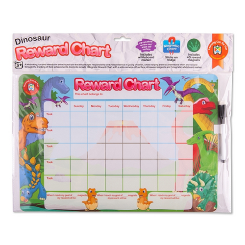 Magnetic Rewards Chart - Dinosaurs encourages responsibility and independence in children using a goal and reward system.