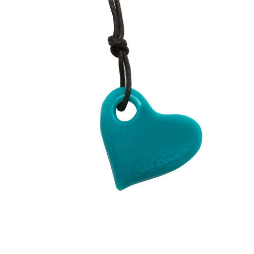 Jellystone Junior Heart Pendant - Turquois part of the Juniors range of silicone chewable jewellery with break away safety clasp.