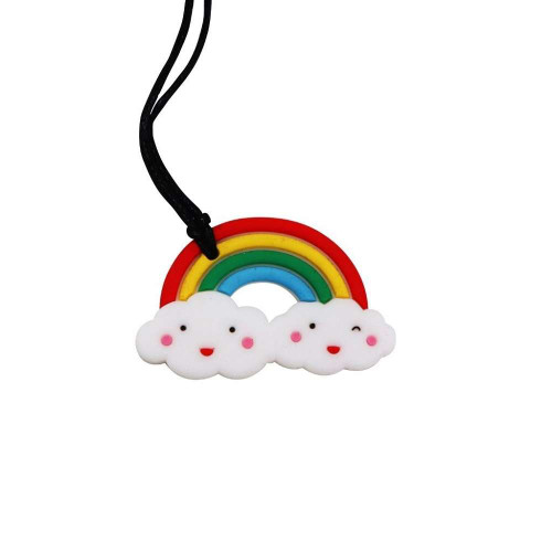 Jellystone Rainbow Pendant - Bright is part of the Juniors range of silicone jewellery secured with practical break-away clasp. A mild chew.