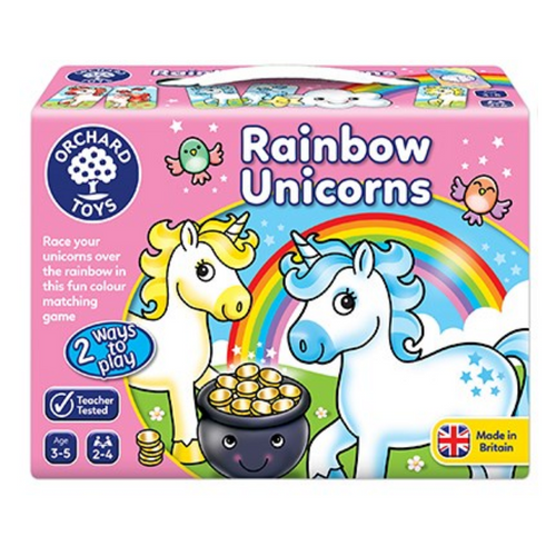 Gallop over the rainbow towards the pot of gold in this magical, mystical twist on heads and tails! A magical Orchard Toys - Rainbow Unicorns Game.