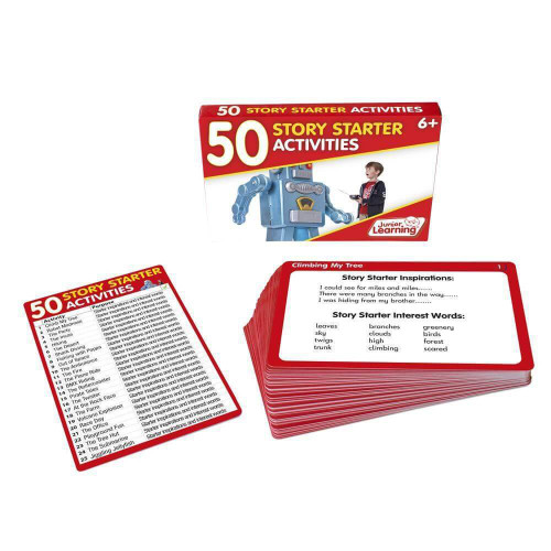 50 Story Starter Activities is a set of double-sided activity cards for teaching writing through fiction and non fiction story prompts.