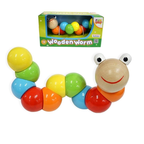This colourful Wooden Worm is perfect for little hands to twist & turn while developing hand muscles, co-ordination & fine motor skills.