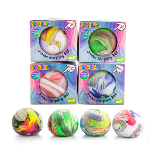 Smoosho's Jumbo Morphing Ball features a dynamic swirly design that almost looks like it's moving with an amazing squeezable texture.
