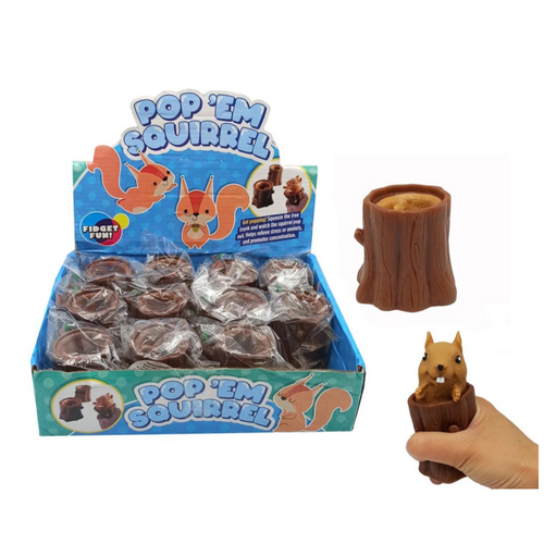 Give this cute little Squeeze Squirrel Stump a squish & a silly little fella will pop his head out! A fun little fine motor fidget. Sensory Toy Store Melbourne.