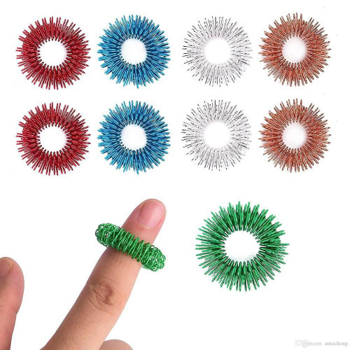A great little set of Acupressure Sensory Rings to run up and down your fingers for slightly intense sensory input. Great for finger pickers and nail biters.