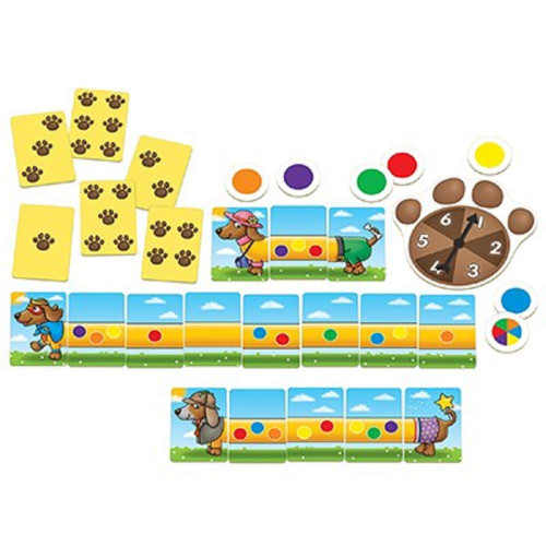 Build a sausage dog and collect the most spots in this fun counting and colour matching Orchard Toys - Spotty Sausage Dogs game.
