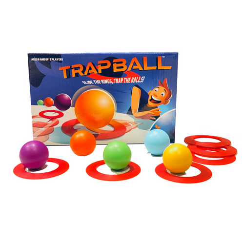 TrapBall is a fast action game where players compete to trap balls inside rings! Players must keep trying until they have trapped three balls.