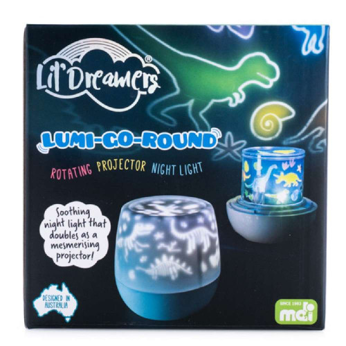 Lil Dreamers Lumi-Go-Round Dino Rotating Projector Light includes three different films for a variety of fun projections each day!