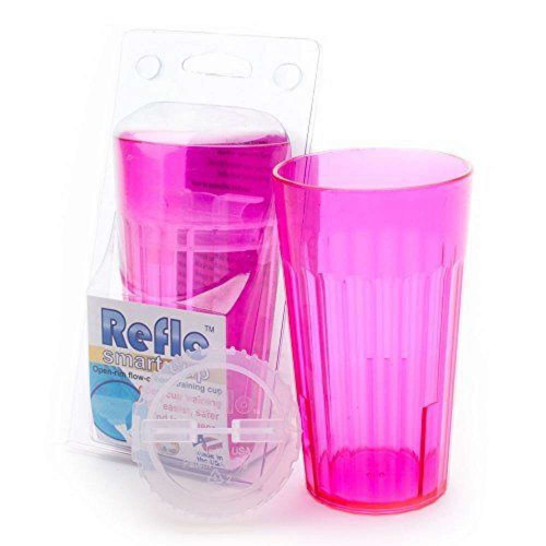 Reflo Smart Cup - Pink mimics an open cup with the added benefit of flow-control to encourage learning without the mess.