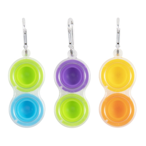 Fat Brain - Simpl Dimpl Keychain Transparent - one glance thrills the eyes, one touch and the fingers can't stop pushing, poking, and popping!