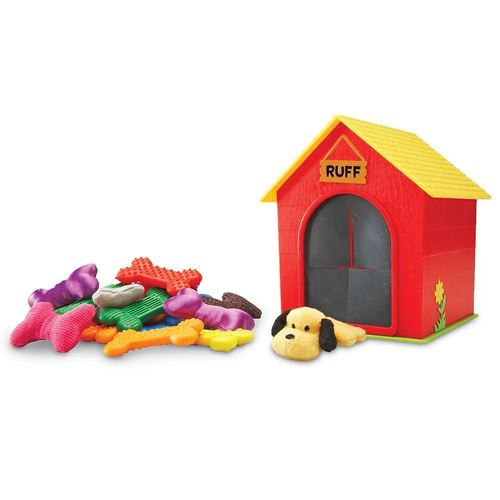 Reach in and feel all the textures! Help the fuzzy dog find all the bones he hid in his doghouse with Ruff's House Teaching Tactile Set.