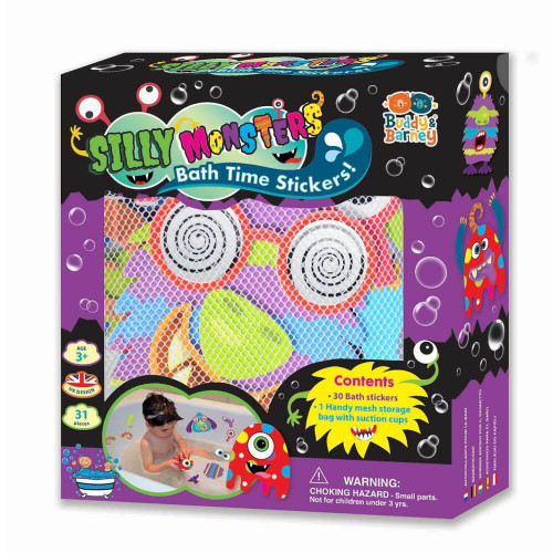 Make your little ones’ bath time more fun with Bath Time Stickers - Silly Monsters. These cute stickers will stick to any surface and will not leave residue.