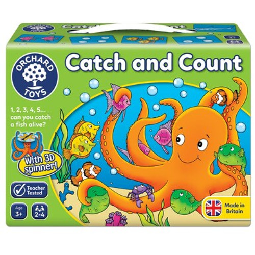 Spin the Orchard Toys - Catch and Count octopus spinner to see how many fish you can catch, but do take care...there's a shark out there!