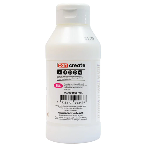 Mont Marte - Acrylic Medium Gloss Premium 250ml versatile medium is perfect for creating glazes, washes and watercolour effects with acrylic paints.