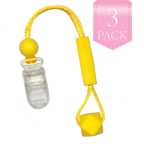 For kids who like to chew on their clothes, fingers, hair….anything really… we have the unique, Chewy Charms - Shirt Saver Clip On Hex 3 Pack Yellow!