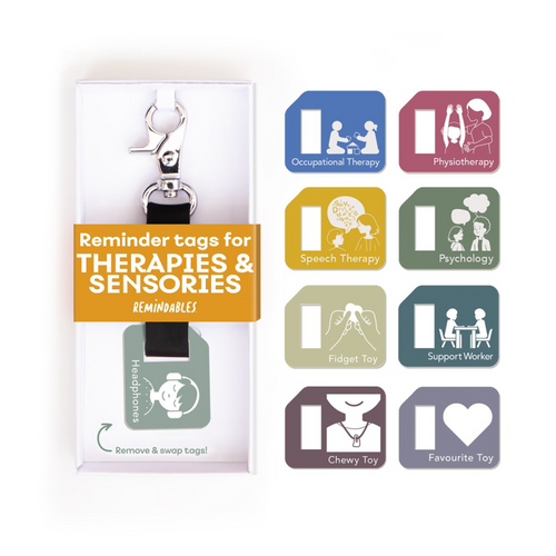 Remindables - Therapies & Sensories Set include tags to help support those who attend therapies and benefit from sensory supports.