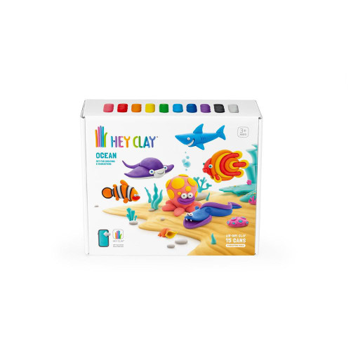 Jumpstart your young artist's new career with the wildly fun Hey Clay - Ocean Creatures set. Includes octopus, shark, eel, discus fish, clownfish, or stingray.