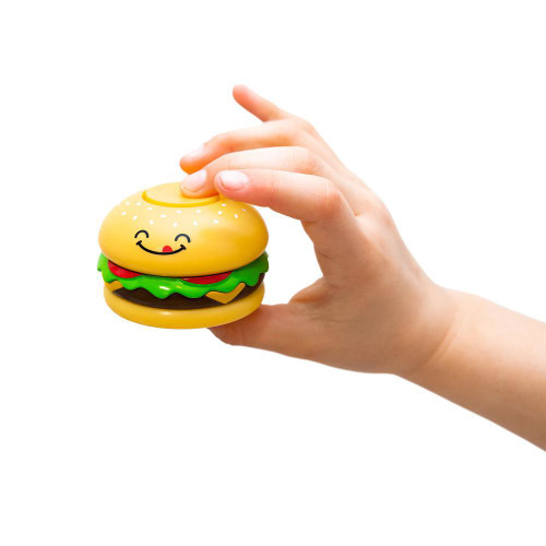 Let’s “shake the sillies out!” as many teachers say! Fidget Spinner – Burger will productively distract kids & that can help them focus on more important tasks later on.