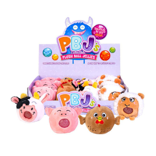 Soft & fuzzy round Plush Ball Jellie Farm Animal filled with colourful jellies that pop out with a squeeze! Squish em and feel your troubles melt away.