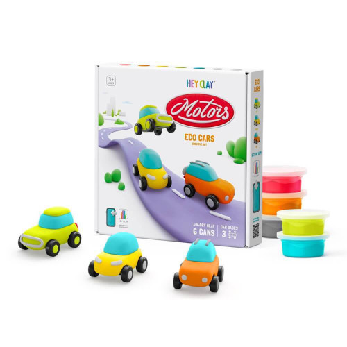 Roll into a brighter future with Hey Clay - Eco Cars! This vibrant clay is soft, lightweight, non-sticky, nontoxic, and stain-free - perfect for young artists.