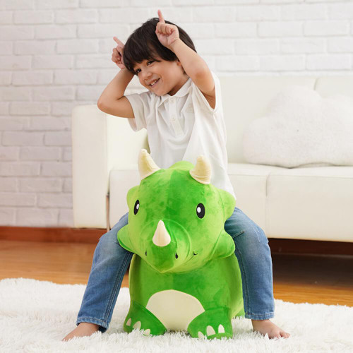 Introducing the Bouncy Triceratops, a prehistoric playmate transformed into a delightful bouncing buddy for your little dinosaur enthusiast.