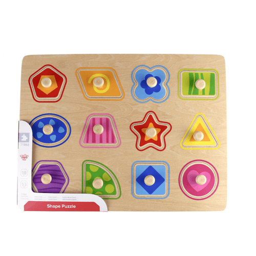 Introducing our Shape Peg Puzzle from Tooky Toys, a fantastic educational tool designed to make learning shapes and colours a delightful adventure for your child.