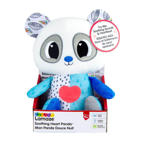 The Lamaze Soothing Heart Panda is a cuddly and interactive plush toy designed to provide comfort and relaxation for babies during bedtime.