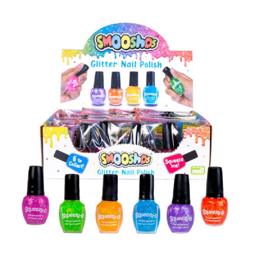 Whether used as a desk accessory, a sensory tool, or just for fun, Smoosho's Glitter Nail Polish Squishy brings a dash of whimsy and a whole lot of squishy joy to any moment.