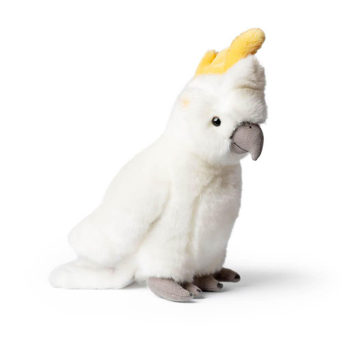 This realistic Living Nature Cockatoo plush embodies the vibrant personality and striking appearance of a real cockatoo, known for their sociable nature and captivating antics.