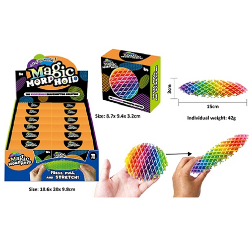 The Magic Morphoid Rainbow is perfect for fidgeters, providing a fun way to relieve stress, enhance focus, or simply pass the time with a tactile and visually delightful toy.