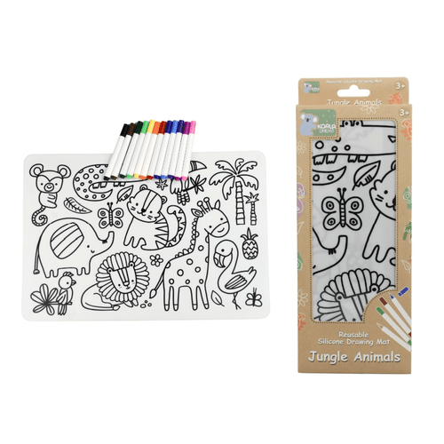 Perfect for portable entertainment, this Reusable Silicone Drawing Mat - Jungle Animals keeps kids engaged during travel, restaurant visits, or quiet moments at home.
