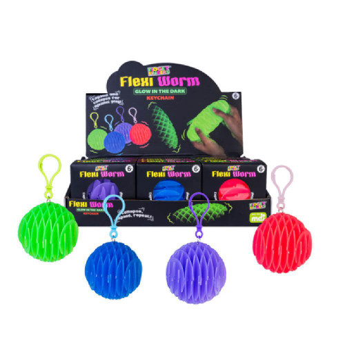 Let the Glow in the Dark Keychain Flexi Worm provide you with portable, interactive fun and stress relief. Perfect for fidgeting fingers and sensory play on the go.