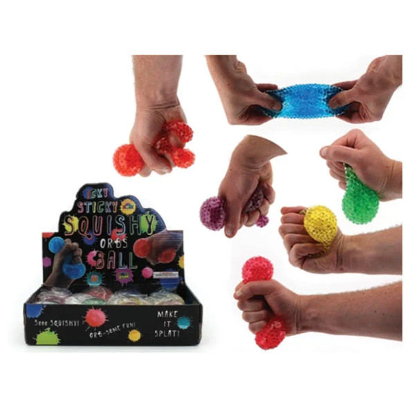 It's icky, it's sticky, it's squishy and it's filled with tiny orbs. This addictive new Squishy Water Orb Ball Small is absolutely orb-some! Sensory Toy Store.