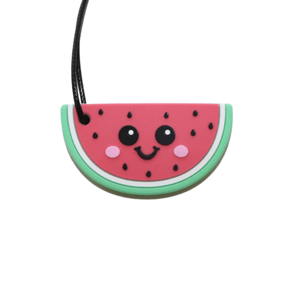 Shaped like a juicy watermelon slice, Jellystone Watermelon Pendant - Rainbow offers a durable and delightful solution for children seeking oral stimulation.