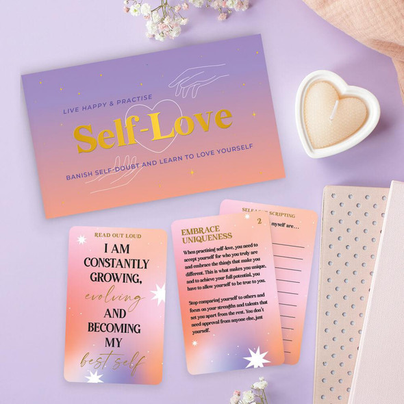 Live Happy & Practice Self-Love Cards is an excellent tool to help illuminate the path to personal happiness and lasting self-respect.