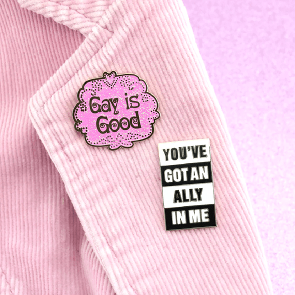 Jubly-Umph - You've Got An Ally In Me Lapel Pin is a tribute to the silent strength &  unwavering support of those who choose to stand by and uphold the rights & dignity of others.