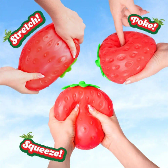 Whether at home, work, or school, the Giant Squishy Strawberry makes a delightful gift and the sweetest way to squeeze the stress away!