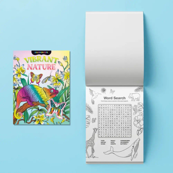 The Kaleidoscope Vibrant Nature Colouring Kit is a fun and creative way for kids to explore animals, plants, and beautiful natural scenes.