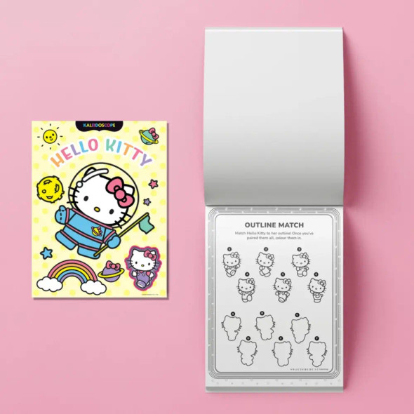 The Kaleidoscope Hello Kitty Colouring Kit is packed with fun activities, colourful markers, and sweet scented stickers.