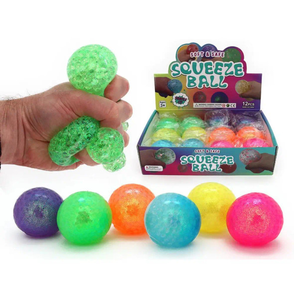 The Squishy Neon Orb Ball is packed full of tiny colourful orbs and sparkling neon glitter that create an incredibly satisfying sensory experience with every squeeze.