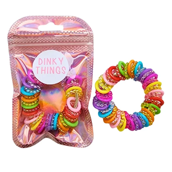Dinky Things XL Fidgets - Clicky Ring is a bigger, chunkier version of our original Clicky Ring with colourful smooth and bumpy beads, gentle movement and a satisfying clicky sound.