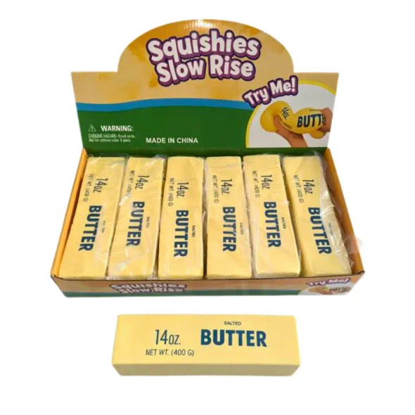 This Squishy Mega Butter block may look like it belongs in the fridge, but it's actually a wonderfully soft and satisfying squishy designed for endless sensory fun.
