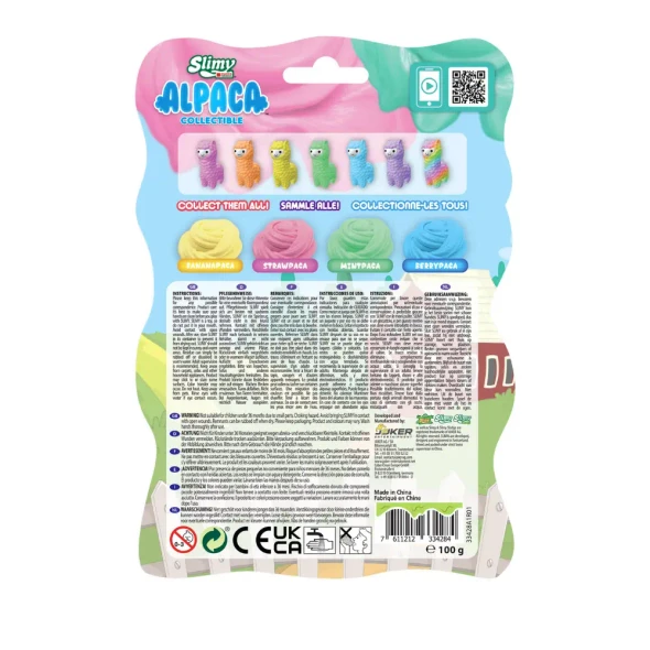 Discover Slimy Scented Alpaca Collectibles with 100g of scented slime and a cute alpaca topper. Collect all 7 characters including the rare rainbow alpaca!
