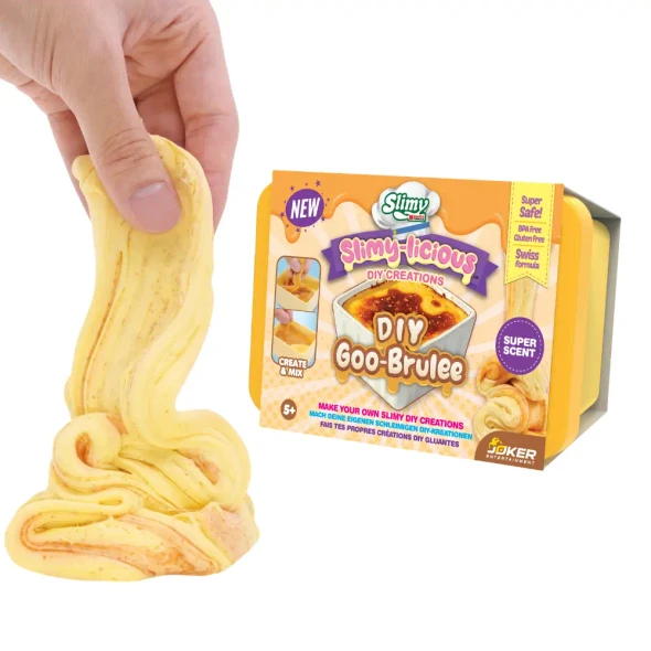 Create sweet dessert-inspired slime creations with Slimy-Licious DIY Creations. Includes scented slime, mix-ins and toppers in four fun collectible styles.
